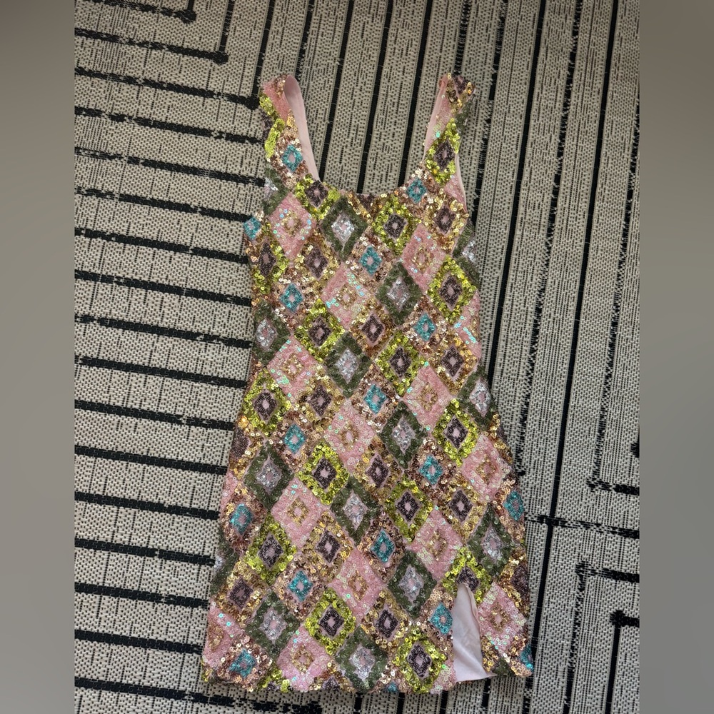 Sequin Geometric Pattern Dress - image 1